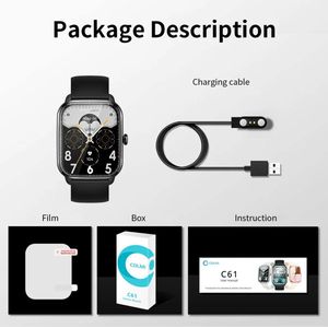 Colmi C61 Smartwatch 1.9 Inch Full Screen Bluetooth Bellen Hartslag Sleep Monitor 100 + Sport Modellen Smart Horloge Voor mannen Vrouwen