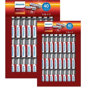 Philips Power Alkaline Batterijen - 40x AA + 40x AAA