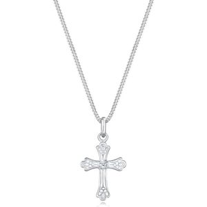 Elli PREMIUM Dames Halsketting Dames Kruis Hanger Elegant met Diamanten (0,03 ct.) in 925 Sterling Zilver