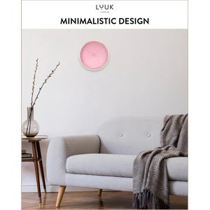 Eenvoudige minimalistische quartz-wandklok in Scandinavisch design met secondewijzer, keukenklok, woonkamerklok, kantoorwandklok, moderne interieurdesign, cadeau idee, roze