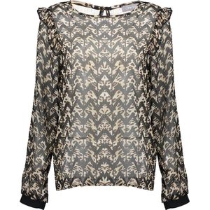 Top turtle chiffon AOP  -  black/camel combi