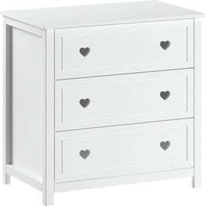 Commode Fenna Wit - MDF hout - Breedte 57 cm - Hoogte 89 cm - Diepte 90 cm - Met lades - Zonder deuren