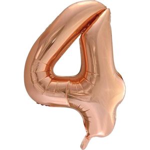 Folie ballon cijfer 4 goud-roze 86 cm - .