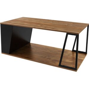 Salontafel 110x55 cm met tijdschriftenvak eiken look bruin zwart Woonkamertafel ML design