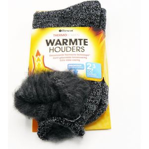 Thermosokken – Warme Sokken – Voorkom Koude Voeten – Oneffen Grijs – Maat 34/39 – 1 Paar