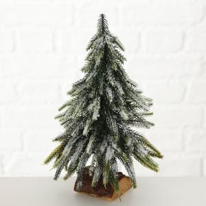 Kerstboom - Kunststof - 26xØ16cm - Sneeuw - Hout