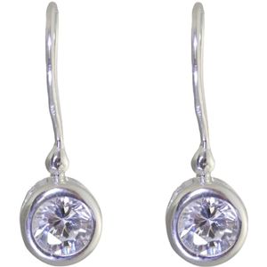 Behave - Oorbellen - 925 Sterling Zilver - Oorhangers met Transparante Zirconia Steen