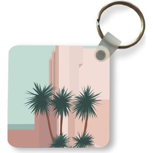 Sleutelhanger - Uitdeelcadeautjes - Zomer - Palmbomen - Gebouwen - Plastic