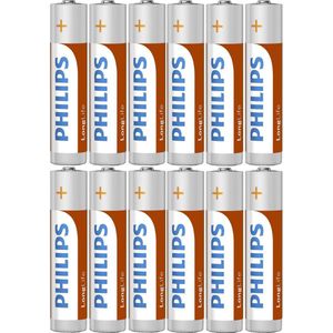 Philips LongLife AAA Batterijen R03 - 12 Stuks