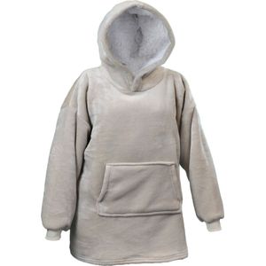 Fleece Hoodie - Plaid met mouwen - Warm Beige - One size fits all - Dames en Heren