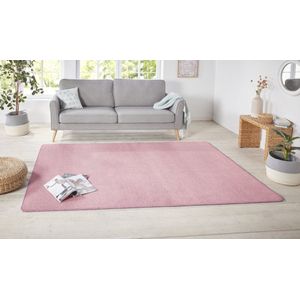 Flycarpets Laagpolig Effen Uni Vloerkleed - Nasty - Lichtroze 200x300 cm