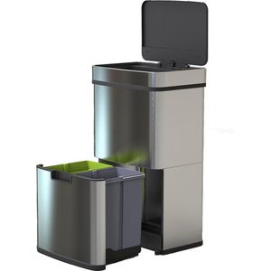 4cookz® Smart Waste RVS afvalscheidingsprullenbak met sensor 72 liter