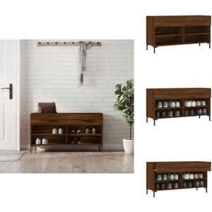 vidaXL Schoenenbank - Schoenenbanken - Opbergbank - Schoenenkast - Schoenenbank 102x35x55 cm bewerkt hout sonoma eikenkleurig