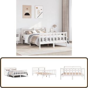 vidaXL Bedframe zonder matras massief grenenhout wit 140x200 cm