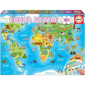 EDUCA - puzzel - 150 stuks - WERELDKAART