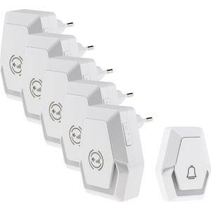 Pilota Porta draadloze deurbelset 400 m bereik met 5 plug-in ontvangers + flitslicht