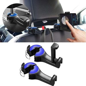 2 stuks autohoofdsteunhaken, multifunctionele achterstoel, autokleerhanger, organizer, haak met telefoonhouder voor hangende tas, mobiele telefoon, portemonnee, stof