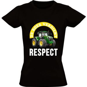 De Boer Verdient Respect Dames T-shirt - trots op de boer - trekker - tractor - landbouw - shirt