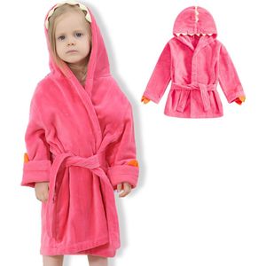 BoefieBoef Paars Dinosaurus Kinderbadjas 3-5 Jaar – Zachte Katoenen Ochtendjas met Capuchon – Absorberende Handdoek Badcape – Warme Peuter Kleuter Badjas voor Waterpret, Na Bad & Zwemles – Jongens & Meisjes – Perfect Cadeau in 4 Kleuren!