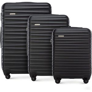 Kofferset 3-delige WITTCHEN GROOVE Line kofferset met handbagage koffer - zwart Kofferset