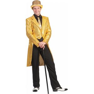 Goudkleurige slipjas met lovertjes voor mannen - Volwassenen kostuums