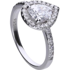 Diamonfire - Zilveren ring met steen Maat 18.5 - Bridal - Zirkonia - Druppel - Vintage