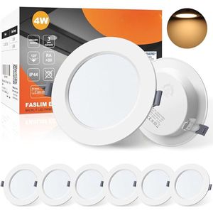 ED Inbouw Plafondlampen, Ronde Schijnwerpers, 4W Downlights Voor Keuken Badkamer, IP44 3000K Warm Wit Spots, Set Van 6 Ronde