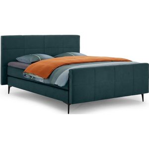 Karlsson Boxspring Attraktiv Trendik vlak met gestoffeerd matras - 180 x 200 cm - challenger teal