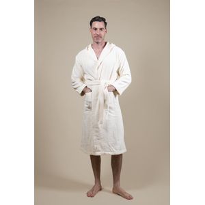 Cozylion Luxe Badjas Dames & Heren Capuchon - Sauna badjas - Ochtendjas dames & heren - Offwhite - Badstof - Wellness badjas