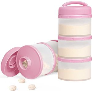 Melkpoeder Portioneer Baby Stapelbare Melkpoeder Opbergdoos Set van 2 (Baby Roze-2)