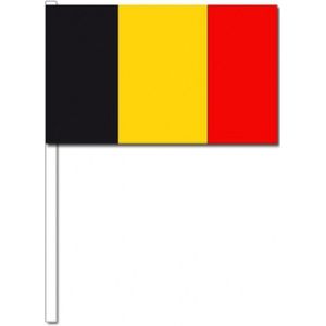 België Zwaaivlaggetjes - 10 stuks - Zwart/Geel/Rood