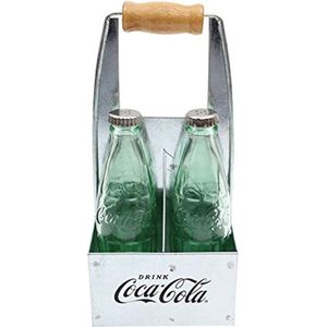 Coca-Cola CC339NG Glass Salt & Pepper Shaker In Galvanized Caddy