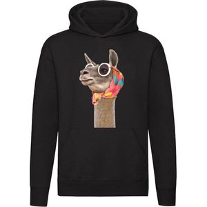 Lama met hoofdoek en bril Hoodie - dieren - zomer - mode - zomer - warm - heet - grappig - unisex - trui - sweater - capuchon