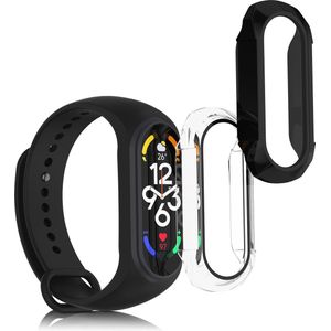 kwmobile 2x Cover Xiaomi Mi Band 7 - Gehard Glas/Kunststof Transparant/Zwart