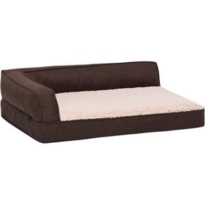 vidaXL-Hondenbed-ergonomisch-linnen-look-75x53-cm-fleece-bruin