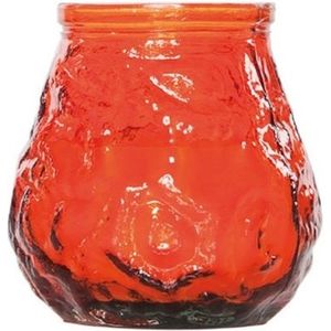 6x Oranje mini lowboy tafelkaarsen 7 cm 17 branduren - Kaars in glazen houder - Horeca/tafel/bistro kaarsen - Tafeldecoratie - Tuinkaarsen