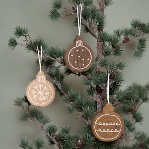 Hangers Vilt Set - Kerstballen Gingerbread - 8cm - 3 Stuks - Fairtrade