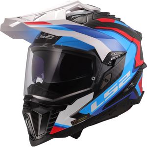 LS2 MX701 Explorer Carbon Adventure helm Frontier II glans wit blauw XXXL
