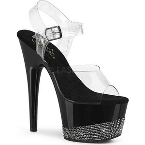 Pleaser - ADORE-708-3 Sandaal met enkelband, Paaldans schoenen - Paaldans schoenen - 37 Shoes - Zwart/Zwart