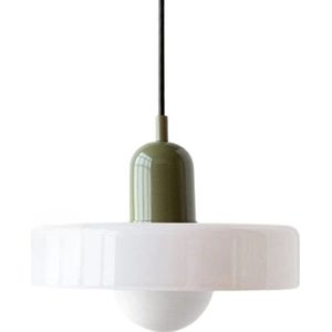 Blyx® - Plafondhanglamp - Retro Glazen Kroonluchter - Woonkamer - Eetkamer - Slaapkamer - Verlichting - Decoratie - E27 - Led - H20xD25cm - Donkergroen + groen