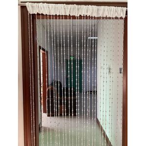 kamerscherm deurgordijn met acrylkralen en kwastjes 100x195cm transparant