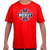 Have fear Norway is here t-shirt met sterren embleem in de kleuren van de Noorse vlag - rood - kids - Noorwegen supporter / Noors elftal fan shirt / EK / WK / kleding 110/116