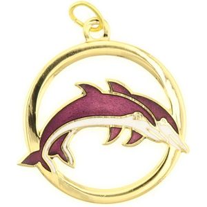 Behave Hanger dolfijnen goud kleur paars emaille 3 cm