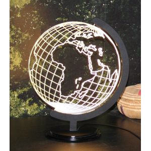 Nachtlampje 'Wereldbol' - 3d illusion met projectie van een globe - LED-lamp - USB - dimmerfunctie