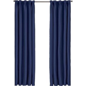 Larson - Luxe Effen Blackout Gordijn - met Haken - 3m X 2.5m - Donkerblauw