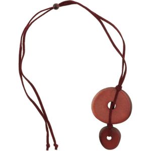 Behave Dames lange ketting bordeaux met hangers 65 cm