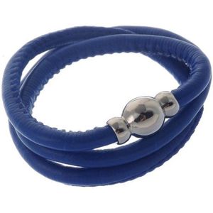 Behave - Armband - Blauwe Wikkelarmband met Zilverkleurige magneet sluiting