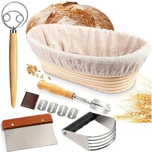 Dutchers.® Zuurdesem Starter Set - Rijsmandje - INCL. 2 Linnen Broodzakken, Antibacterieel & Absorberend - Deegmand - Houdt het Brood Langer Vers - Rijsmandje Broodbakken - Rijsmand - Zuurdesem - Zuurdesem Starter Set - Rijsmand - Banneton