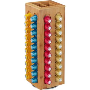 Capsulehouder voor Nespresso cups draaibaar koffiecuphouder bamboe - 405 x 14 x 14 cm - bruin
