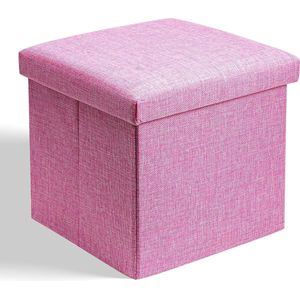 Opbergpoef - multifunctionele voetenbank - 1 stuk - roze - 30 x 30 x 30 cm